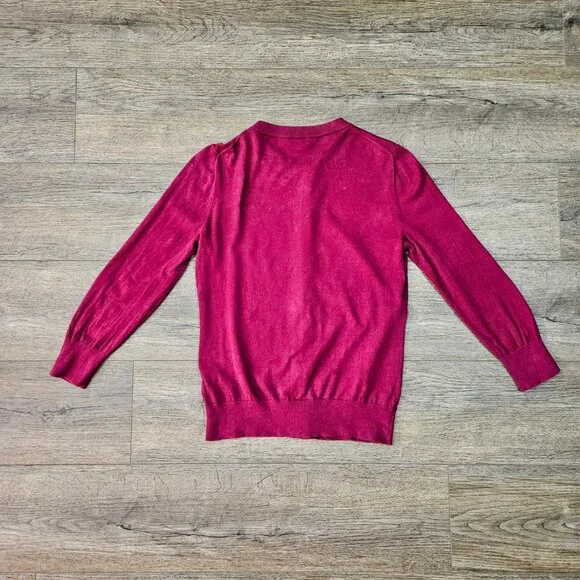 J. Crew The Clare Cardigan Sweater Berry Wine Medium - Picture 3 of 5